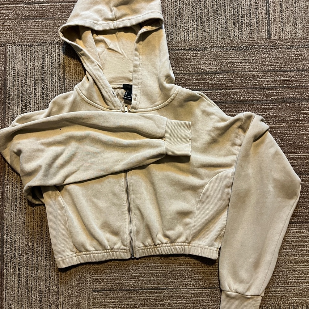 Tan Cropped Zip up